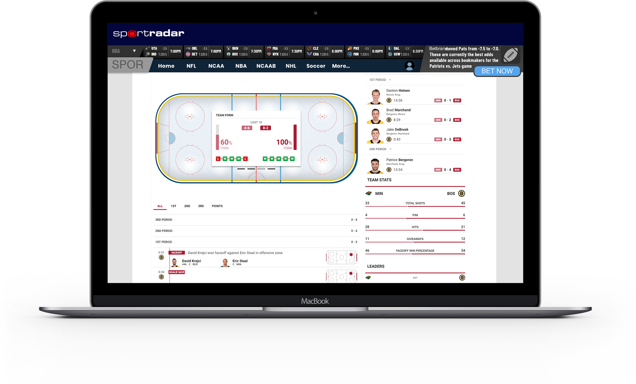 Sportradar - Sports Data API Screen visual